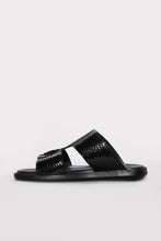 Load image into Gallery viewer, Black Embossed Leather Double-Strap Sandals for Men | Wessi
