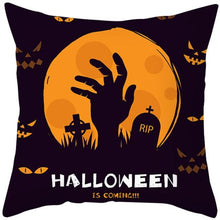 Load image into Gallery viewer, Halloween Cushion Cover Horror Pumpkin Printed Pillow Case Orange And Black Pillow Cover Pumpkin Farmhouse Deco Happy Halloween Decorative Pillow Case For Home  45x45CM
