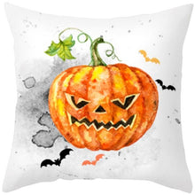 Load image into Gallery viewer, Halloween Cushion Cover Horror Pumpkin Printed Pillow Case Orange And Black Pillow Cover Pumpkin Farmhouse Deco Happy Halloween Decorative Pillow Case For Home  45x45CM

