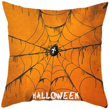 Load image into Gallery viewer, Halloween Cushion Cover Horror Pumpkin Printed Pillow Case Orange And Black Pillow Cover Pumpkin Farmhouse Deco Happy Halloween Decorative Pillow Case For Home  45x45CM
