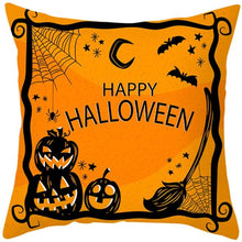 Load image into Gallery viewer, Halloween Cushion Cover Horror Pumpkin Printed Pillow Case Orange And Black Pillow Cover Pumpkin Farmhouse Deco Happy Halloween Decorative Pillow Case For Home  45x45CM
