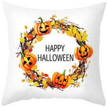 Load image into Gallery viewer, Halloween Cushion Cover Horror Pumpkin Printed Pillow Case Orange And Black Pillow Cover Pumpkin Farmhouse Deco Happy Halloween Decorative Pillow Case For Home  45x45CM
