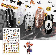 Load image into Gallery viewer, Halloween Series Nail Sticker Pumpkin Lantern Skeleton Spider Vampire Decals For Nail Art DIY Decoration Tools 3D Wave Design Decoration for Women Girls Art Stickers Decal Decoration Metallic Curve Strip Line Nail
