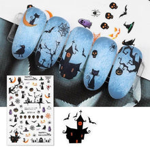 Load image into Gallery viewer, Halloween Series Nail Sticker Pumpkin Lantern Skeleton Spider Vampire Decals For Nail Art DIY Decoration Tools 3D Wave Design Decoration for Women Girls Art Stickers Decal Decoration Metallic Curve Strip Line Nail
