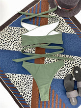 Load image into Gallery viewer, Halter Hollow Cross Bikinis Set Swimsuit Women's New Solid Two-Piece Swimwear Two Piece Swimsuit Halter Crisscross Cut Out Bikini Wrap Top with High Waist  Bottom Beach Swimwear Summer Beachwear Woman Bath Bathing Suit
