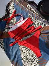 Load image into Gallery viewer, Halter Hollow Cross Bikinis Set Swimsuit Women's New Solid Two-Piece Swimwear Two Piece Swimsuit Halter Crisscross Cut Out Bikini Wrap Top with High Waist  Bottom Beach Swimwear Summer Beachwear Woman Bath Bathing Suit
