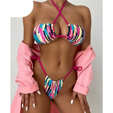 Load image into Gallery viewer, Halter Hollow Cross Bikinis Set Swimsuit Women's New Solid Two-Piece Swimwear Two Piece Swimsuit Halter Crisscross Cut Out Bikini Wrap Top with High Waist  Bottom Beach Swimwear Summer Beachwear Woman Bath Bathing Suit
