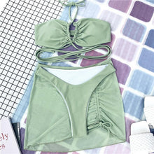 Load image into Gallery viewer, Halter Hollow Cross Bikinis Set Swimsuit Women's New Solid Two-Piece Swimwear Two Piece Swimsuit Halter Crisscross Cut Out Bikini Wrap Top with High Waist  Bottom Beach Swimwear Summer Beachwear Woman Bath Bathing Suit
