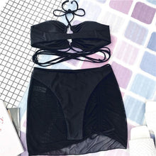 Load image into Gallery viewer, Halter Hollow Cross Bikinis Set Swimsuit Women's New Solid Two-Piece Swimwear Two Piece Swimsuit Halter Crisscross Cut Out Bikini Wrap Top with High Waist  Bottom Beach Swimwear Summer Beachwear Woman Bath Bathing Suit
