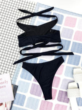 Load image into Gallery viewer, Halter Hollow Cross Bikinis Set Swimsuit Women's New Solid Two-Piece Swimwear Two Piece Swimsuit Halter Crisscross Cut Out Bikini Wrap Top with High Waist  Bottom Beach Swimwear Summer Beachwear Woman Bath Bathing Suit
