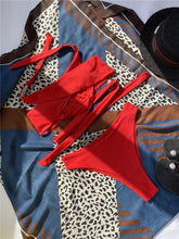 Load image into Gallery viewer, Halter Hollow Cross Bikinis Set Swimsuit Women's New Solid Two-Piece Swimwear Two Piece Swimsuit Halter Crisscross Cut Out Bikini Wrap Top with High Waist  Bottom Beach Swimwear Summer Beachwear Woman Bath Bathing Suit
