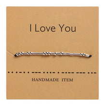 Load image into Gallery viewer, Handmade Beads Black String Bracelet With I Love You Lettering Cardboard Creative Charm Jewelry Couples Matching Bracelets Gifts For Couples Mom Daughter Best Friend 16-25cm
