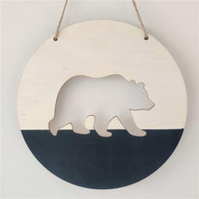 Load image into Gallery viewer, Handmade Hanging Ornaments Positive Slogan Banner Round Polar Bear Animal Statue Figurines Sculpture Wooden Ornaments  Wood Chip Wall Pendant Cardboard For Kids Room Decoration Photo Props
