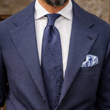Load image into Gallery viewer, Soave - Silk Jacquard Tie - Midnight Blue
