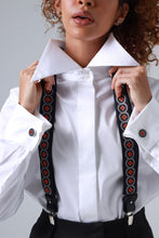 Load image into Gallery viewer, Lava Orange Floral Print Handmade Italian Cufflinks with Clear Resin
