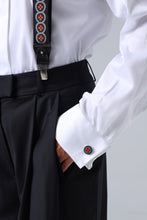 Load image into Gallery viewer, Lava Orange Floral Print Handmade Italian Cufflinks with Clear Resin
