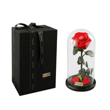 Load image into Gallery viewer, Handmade Preserved Enchanted Rose With Glass Dome on Wood Base - Rose for Christmas ,Valentine's Day
