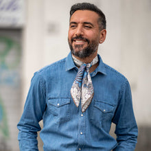 Load image into Gallery viewer, St. James - Silk Neckerchief - Blue and Tan
