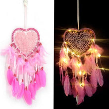 Load image into Gallery viewer, Handmade White Feather Dream Catcher Wind Chimes Hanging Ornaments Ceiling Decor Room Dream Net  Hanging Craft Gift Car Ornament Ribbons Feathers Wrapped Lights For Bedroom Decor Wedding Decorations
