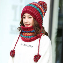 Load image into Gallery viewer, Hat Winter Mask balaclava Hat for girls Scarf Thick Warm Fleece Inside Knitted Hat Thick Mask Warm Full Face Scarf Winter Hats Hiking Face Scarf Balaclava Helmet Liner Cap Soft Sport Reusable Headgear Winter Fishing Warm Mask
