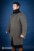 Load image into Gallery viewer, Chainmail Hauberk Roundring Riveted 10mm Steel Oiled
