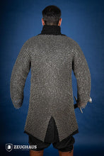 Load image into Gallery viewer, Chainmail Hauberk Roundring Riveted 10mm Steel Oiled
