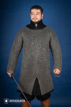 Load image into Gallery viewer, Chainmail Hauberk Roundring Riveted 10mm Steel Oiled
