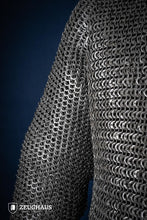 Load image into Gallery viewer, Chainmail Hauberk Flatring Riveted 9mm Steel Oiled
