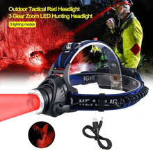 Load image into Gallery viewer, Headlamp Flashlight USB LED Head Rechargeable Light Waterproof Green/Red/UV 395nm Zoomable Headlamp Flashlight Light Outdoor   Waterproof Headlight Led Head Lamp 3 Modes Torch For Camping Hiking Fishing
