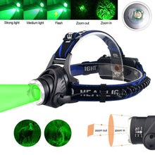 Load image into Gallery viewer, Headlamp Flashlight USB LED Head Rechargeable Light Waterproof Green/Red/UV 395nm Zoomable Headlamp Flashlight Light Outdoor   Waterproof Headlight Led Head Lamp 3 Modes Torch For Camping Hiking Fishing
