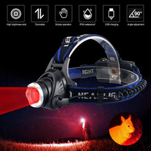 Load image into Gallery viewer, Headlamp Flashlight USB LED Head Rechargeable Light Waterproof Green/Red/UV 395nm Zoomable Headlamp Flashlight Light Outdoor   Waterproof Headlight Led Head Lamp 3 Modes Torch For Camping Hiking Fishing
