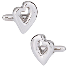 Load image into Gallery viewer, Heart Cufflinks in Silver - Great Gift Idea
