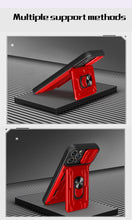 Load image into Gallery viewer, Heavy Duty Armor Case Card Pocket for iPhone 11 Pro 7 8 Plus Magnetic Phone Holder Cover Slide Lens Protection Design Card Holder Slot With Rotating Ring Armor Bumper Shockproof Case
