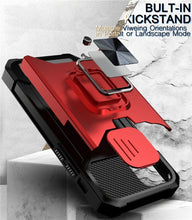 Load image into Gallery viewer, Heavy Duty Kickstand Stand Ring Shockproof Protective Cases Cover Camera Protection Magnetic Holder Case For iPhone 14 13 12 Pro Max Shockproof Card Slot Stand Cover
