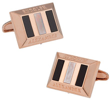 Load image into Gallery viewer, Heritage Rose Gold Onyx MOP Cufflinks
