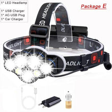 Load image into Gallery viewer, High Lumen Ultra Bright Powerful Rechargeable LED Headlamp  USB Head Lamp 7 LED Headlight Head Flashlight Waterproof Flashlight Head Torch For Outdoor Camping Cycling Running Fishing
