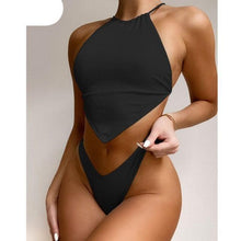 Load image into Gallery viewer, High Neck Swimwear Women Bikini Tied Top Swimsuit Female Brazilian Bikini Set Bathing Suit Swim Women's Bikini Set High Waist  Scoop Collar Padded Swimsuit
