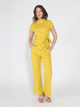 Load image into Gallery viewer, High neck tie detail short sleeve solid top
