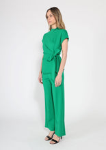 Load image into Gallery viewer, High neck tie detail short sleeve solid top

