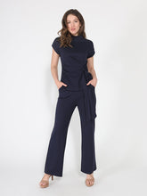 Load image into Gallery viewer, High neck tie detail short sleeve solid top
