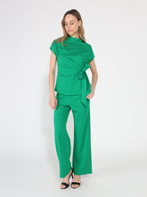 Load image into Gallery viewer, High neck tie detail short sleeve solid top
