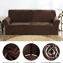 Load image into Gallery viewer, High Quality Velvet Plush Sofa Cover for Living Room Sectional Couch Cover Elastic Case Sofa Slipcover Stretch 1/2/3/4 Seater Velvet Sofa Couch Furniture Protector Soft Anti-Slip High Stretch
