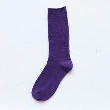 Load image into Gallery viewer, High School Girls High Socks Solid Colors Double Needles Knitting Cotton Long Socks for Women
