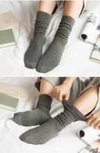 Load image into Gallery viewer, High School Girls High Socks Solid Colors Double Needles Knitting Cotton Long Socks for Women
