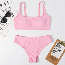 Load image into Gallery viewer, High Waist Bikini Black Swimwear Women Swimsuit High Leg Bikinis Set Women High Waist Bandeau Bikini Set Strapless 2 Piece Bathing Suit Swimsuits Tie Wrap Swimsuits Swimming for Bathing Suit Woman Swimsuits
