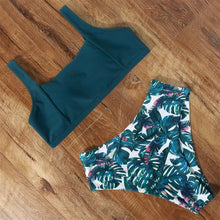 Load image into Gallery viewer, High Waist Bikini Leopard Bikini Women Push Up Swimsuit Women's Leopard Print Swimsuits High Waist Bikini Set 2 Piece Bathing Suits Women Printed Swimwear Tie Dye Summer Swim Beachwear
