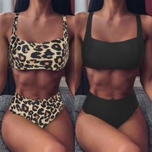 Load image into Gallery viewer, High Waist Bikini Leopard Bikini Women Push Up Swimsuit Women's Leopard Print Swimsuits High Waist Bikini Set 2 Piece Bathing Suits Women Printed Swimwear Tie Dye Summer Swim Beachwear
