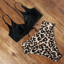 Load image into Gallery viewer, High Waist Bikini Leopard Bikini Women Push Up Swimsuit Women's Leopard Print Swimsuits High Waist Bikini Set 2 Piece Bathing Suits Women Printed Swimwear Tie Dye Summer Swim Beachwear
