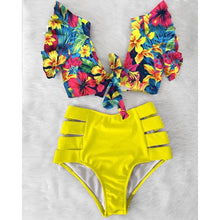 Load image into Gallery viewer, High Waist Bikini Ruffle Swimwear Women Print Swimsuit Push Up Bikinis Plus Size Bathing Suits Floral Beach Wear Bikini Swimsuits for Teen Girls
