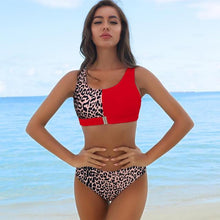 Load image into Gallery viewer, High Waist Bikinis Bikini Set Push Up Swimsuit Female Plus Size Swimwear Women Bikini Leopard Bathing Suit Women High Waist String Floral Printed 2 Piece Summer Bathing Suits For Women
